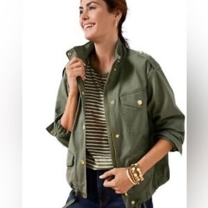 Talbots Cropped Field Jacket in Army Olive